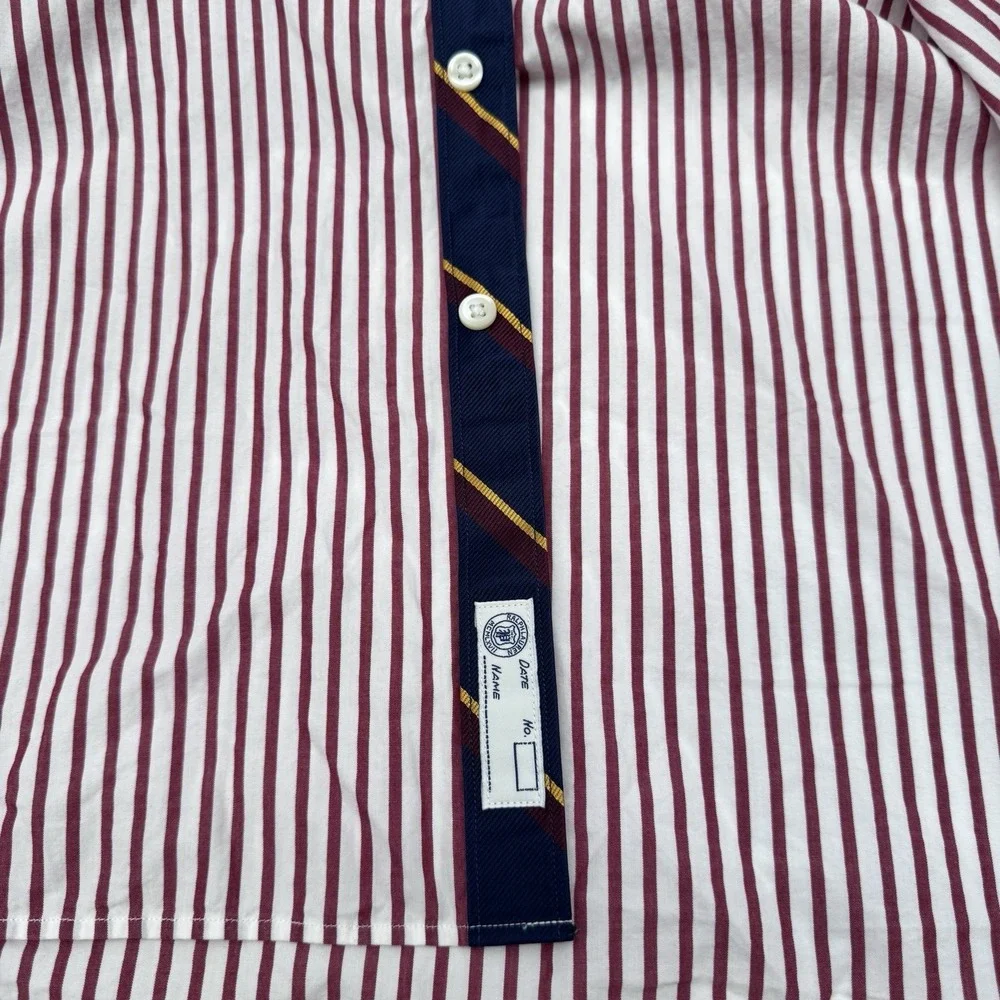 Ralph Lauren Men's S Red/White Striped LS Cotton Woven Button-Up Button-Down